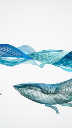 whale, waves, underwater, artwork, 4k (vertical)