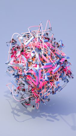 objects, 3D, blue, pink HD (vertical)