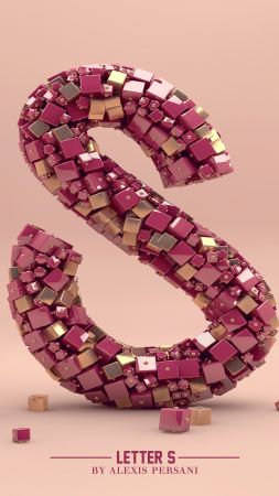 letter, typography, abstract, 3D, 4k (vertical)