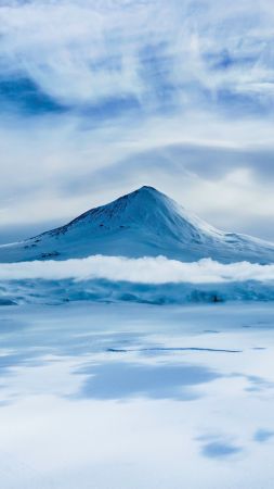 Erebus, Antarctica, volcano, snow, winter, 5k (vertical)