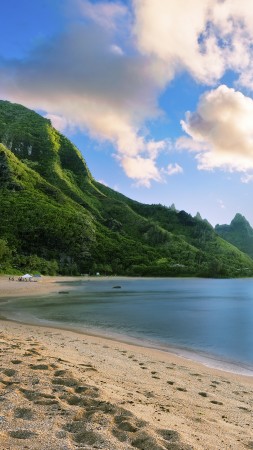 Maui, Hawaii, beach, ocean, coast, mountain, sky, 5k (vertical)