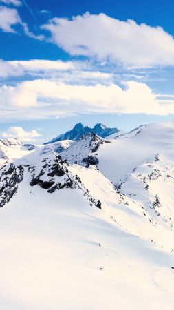 Grossglockner, mountains, Austria, snow, winter, sky, clouds, 5k (vertical)
