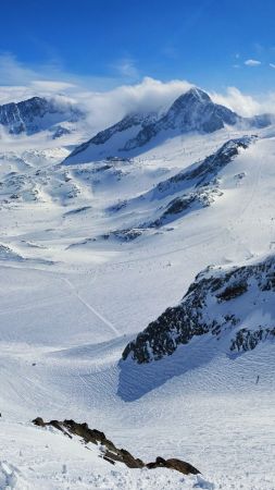 Stubaital Stubai, mountains, snow, winter, 4k (vertical)