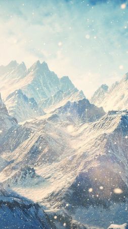 mountains, snow, winter, 4k (vertical)