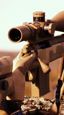 AR-15, rifle, custom, semi-automatic, multicam, silencer, scope (vertical)