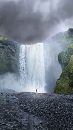 Iceland, 5k, 4k wallpaper, OSX, forest, apple, waterfall (vertical)