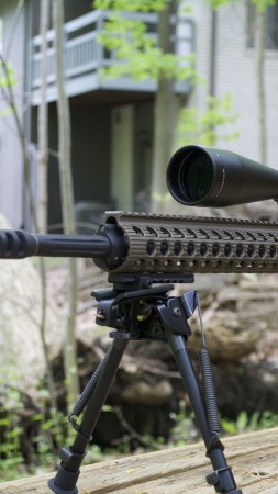 AR-15, rifle, custom, semi-automatic, multicam, camo, scope (vertical)