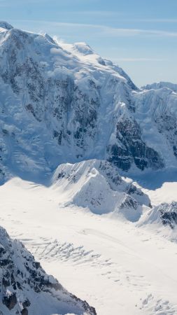 mountain, Alaska, snow, winter, 4k (vertical)