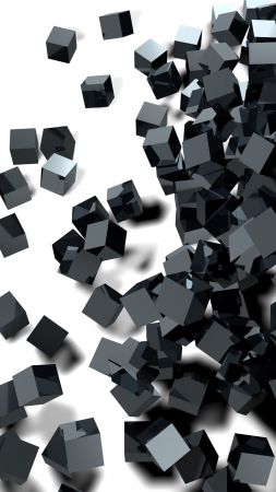 cube, glass, black, 3D, 4K (vertical)