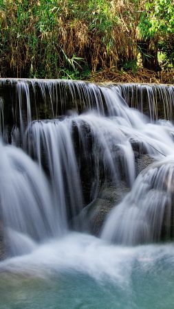 Kuang Si Falls, Waterfall, Laos, 5K (vertical)