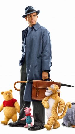 Christopher Robin, Ewan McGregor, Winnie-the-Pooh, 4K (vertical)