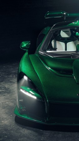 McLaren Senna GTR Green Carbon, supercar, 2018 Cars, 4K (vertical)