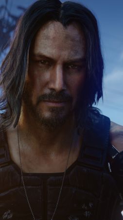 Cyberpunk 2077, Keanu Reeves, E3 2019, screenshot, 4K (vertical)