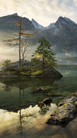 Lake Hintersee, Berchtesgaden, Bavaria, Germany, mountains, Alps, 4K (vertical)