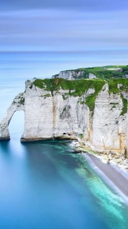Chemin des Douaniers, Normandy, France, beach, rocks, ocean, water, mountains, 4K (vertical)
