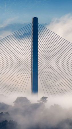 Centennial Bridge, Soberanía National Park, Panama, sky, clouds, 4K (vertical)