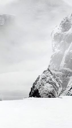 glacier, rock, ice, snow, winter, 4K (vertical)