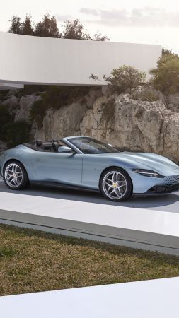 Ferrari Roma Spider, 2023 cars, luxury cars, 5K (vertical)