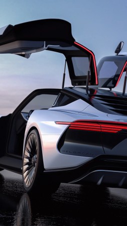 DeLorean Alpha5, electric cars, 2023 cars, luxury cars, 4K (vertical)