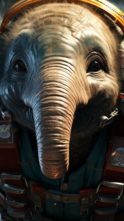 elephant, space, user avatar, 4k, funny animals (vertical)