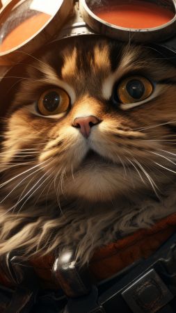 cat, space, user avatar, 4k, funny animals (vertical)