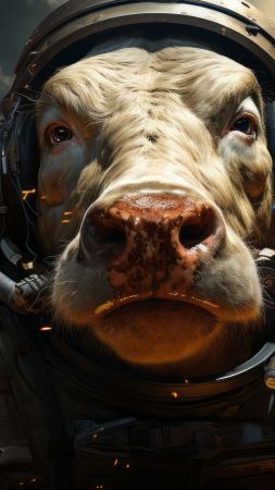 cow, space, user avatar, 4k (vertical)
