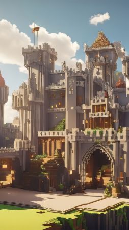 Minecraft 2024, castle, treasures, 4k (vertical)