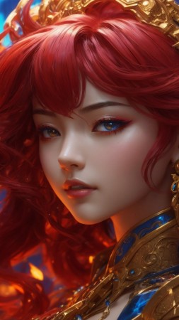anime girl, fantasy, red hair (vertical)