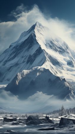 Windows 12, mountains, winter (vertical)