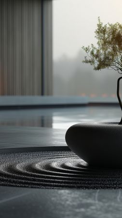 zen, interior, tree (vertical)
