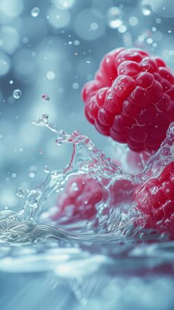 Raspberry, water, red (vertical)