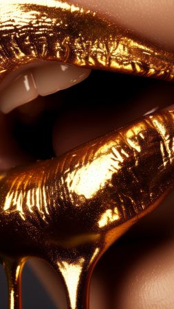 girl, lips, gold (vertical)