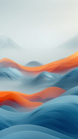 waves, blue, orange (vertical)