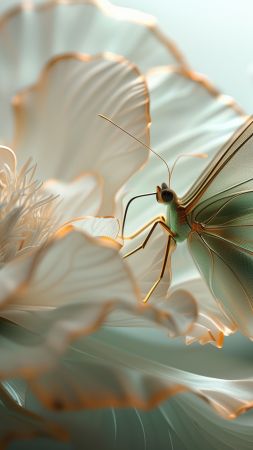 flowers, white, butterfly (vertical)