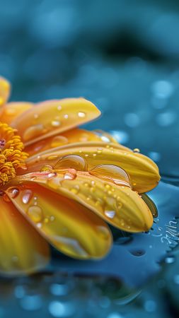 flower, yellow, raindrops (vertical)