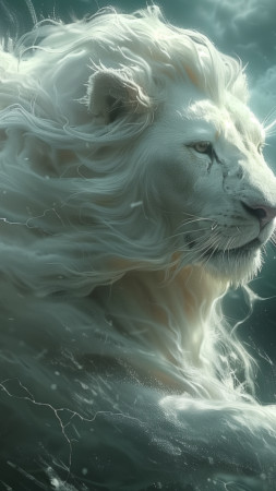 lion, white (vertical)