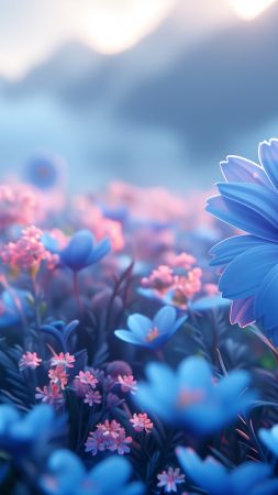 flowers, blue, pink (vertical)