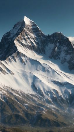mountains, snow, clouds (vertical)