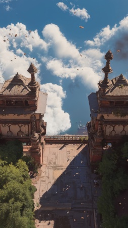 temple architecture wallpaper, ancient ruins, architectural photography, background for mobile wallpaper (vertical)