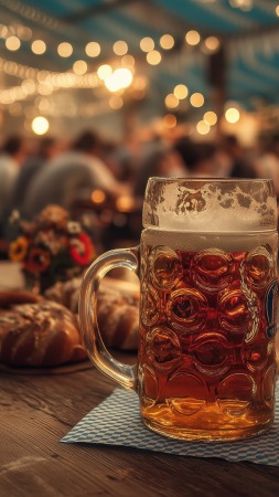 oktoberfest wallpaper, beer garden, festival fun, background for mobile wallpaper (vertical)
