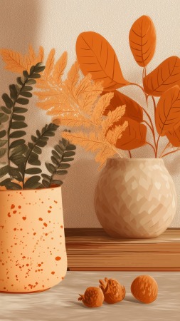 fall decor wallpaper, autumn style, warm colors, background for mobile wallpaper (vertical)