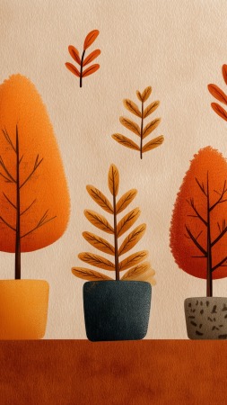 autumn plants wallpaper, seasonal colors, colorful landscapes, background for mobile wallpaper (vertical)