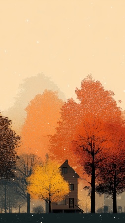 autumn scene wallpaper, fall landscape, warm colors, background for mobile wallpaper (vertical)