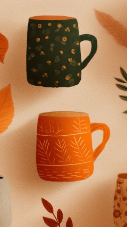 autumn drinks wallpaper, warm drinks, cozy fall recipes, background for mobile wallpaper (vertical)