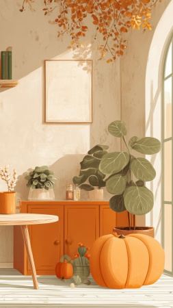 fall style wallpaper, seasonal home, cozy decor, background for mobile wallpaper (vertical)