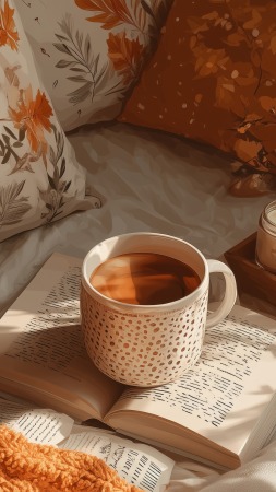 fall style wallpaper, seasonal home, indoor plants, background for mobile wallpaper (vertical)