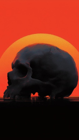 skulls wallpaper, spooky art, skeleton decor, background for mobile wallpaper (vertical)