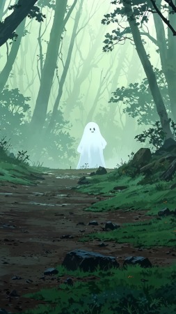 ghosts wallpaper, cute halloween, fall festivities, background for mobile wallpaper (vertical)