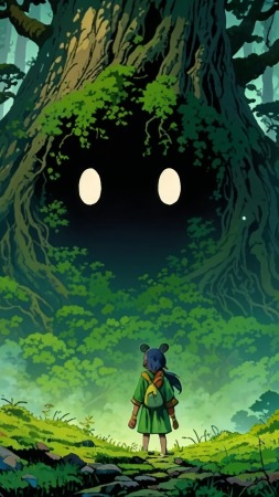 nature spirit wallpaper, mystical forest, magical creatures, background for mobile wallpaper (vertical)