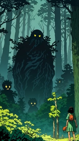 enchanted woods wallpaper, magical creatures, folklore legends, background for mobile wallpaper (vertical)